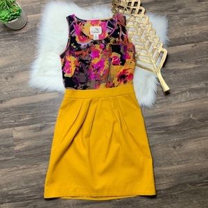 Anthropologie Tabitha Lila Flock Silk Dress